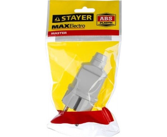 Электрическая вилка STAYER MAXElectro, 6А/220В, с заземлением, белая, 55160-W – изображение 2