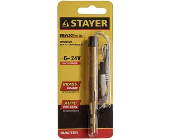 Латунный пробник для автопроводки 6-24В, 110мм STAYER MASTER 2574_z01 – изображение 2