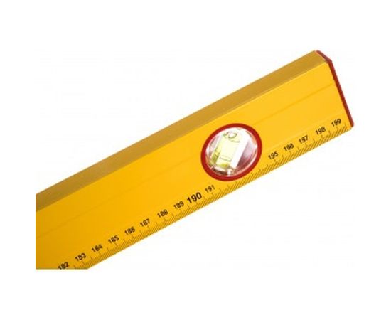 Алюминиевый желтый уровень с линейкой, 3 глазка 2000 мм SANTOOL 050202-200 – изображение 5