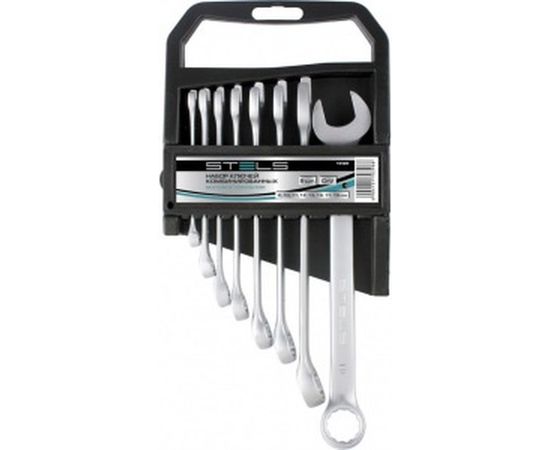 Набор комбинированных ключей 6-22 мм, 12шт, CrV, матовый хром STELS 15429 
