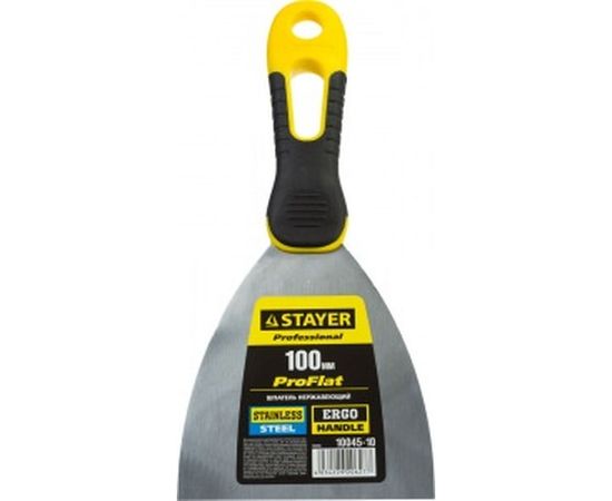 Шпатель с профилированным нержавеющим полотном и 2к ручкой 100мм STAYER PROFESSIONAL 10045-10 – изображение 2