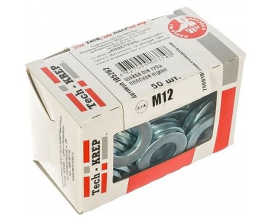 Плоская оцинкованная шайба DIN125а М12 50шт - коробка Tech-Krep 105262 – изображение 2