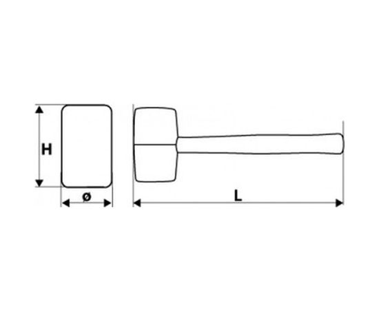 Резиновая киянка TOPEX с деревянной рукояткой 50 мм, 340 г 02A343 – изображение 2