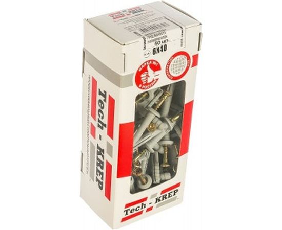 Дюбель-гвоздь 6х40 гриб, полипропилен 50шт - коробка Tech-Krep 112709 – изображение 2