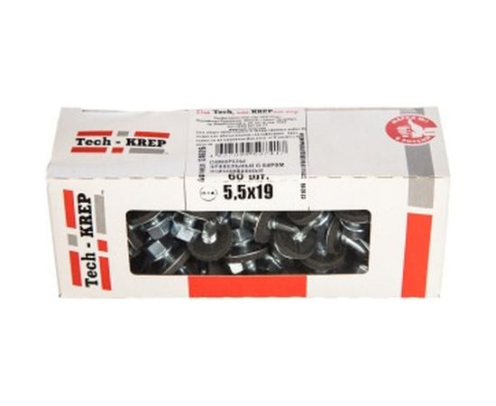 Кровельный саморез Tech-Krep КР ZP сверло 5,5х19 60 шт, коробка с окном 124626 – изображение 2