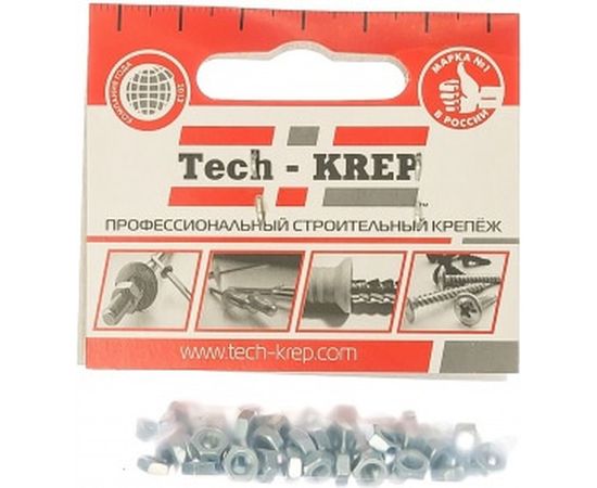 Шестигранная гайка DIN 934 оцинкованная М3, 60шт - пакет Tech-Krep 103022 – изображение 2