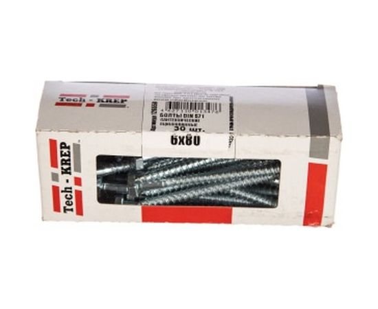 Сантехнический болт DIN 571 оцинкованный 6х80, 30шт - коробка Tech-Krep 126550 – изображение 2