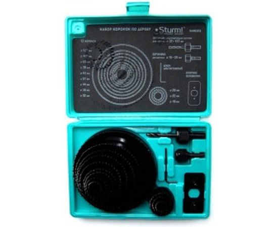 Набор коронок по дереву (15 предметов; 12 коронок 19-127 мм) Sturm 5440202 – изображение 2