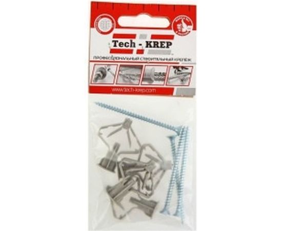 Дюбель бабочка для гипсокартона Tech-Krep 10х50 с саморезом 4х60 40 шт- пакет 126702 – изображение 2