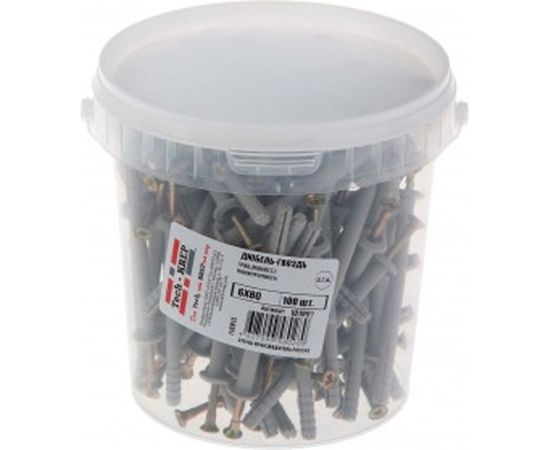 Дюбель-гвоздь 6х80 гриб, полипропилен 100шт - ведро Tech-Krep 101991 – изображение 2