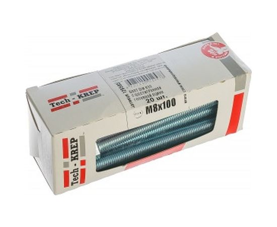 Болт DIN 933 с шестигранной головкой, оцинкованный М8х100, 20шт - коробка Tech-Krep 126505 – изображение 2