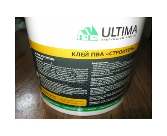 Клей ПВА ULTIMA СТРОИТЕЛЬ ведро 0,9кг ULTSTR09 – изображение 4