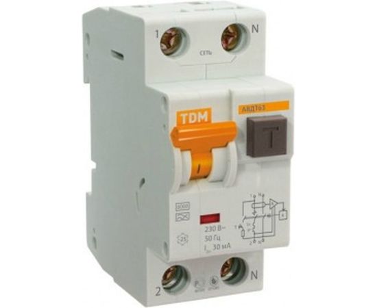 Автоматический выключатель дифференциального тока TDM АВДТ 63 2P C16 30мА SQ0202-0002 