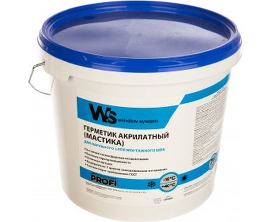 Акриловый герметик WINDOW SYSTEM цвет серый, ведро 7 кг WSoutgrey007 