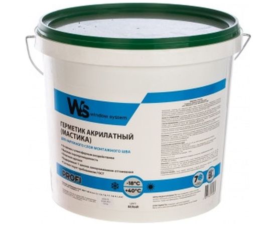 Акриловый герметик WINDOW SYSTEM белый, ведро 7кг WSout007 