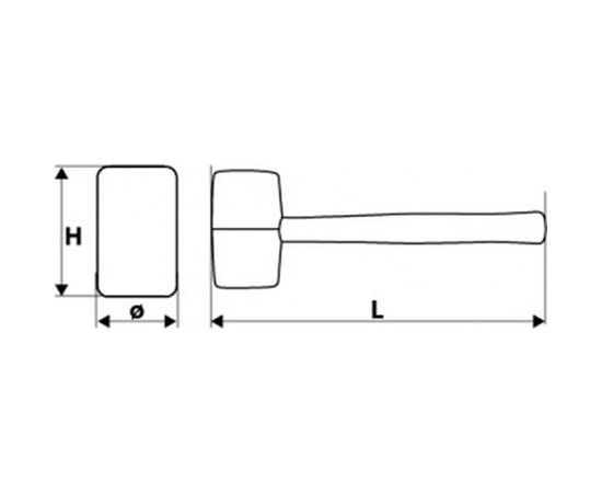 Резиновая киянка TOPEX из черно-белой резины 58 мм, 450 г 02A354 – изображение 2