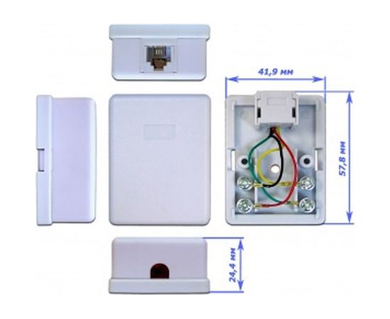 Настенная телефонная розетка TWT 1 порт RJ12, белая, винтовая, SS1-12-WH – изображение 4