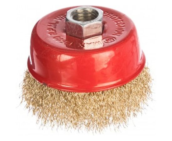 Щетка чашка, латунированная витая проволока, мягкая (75 мм; М14) для УШМ Vira 576175 
