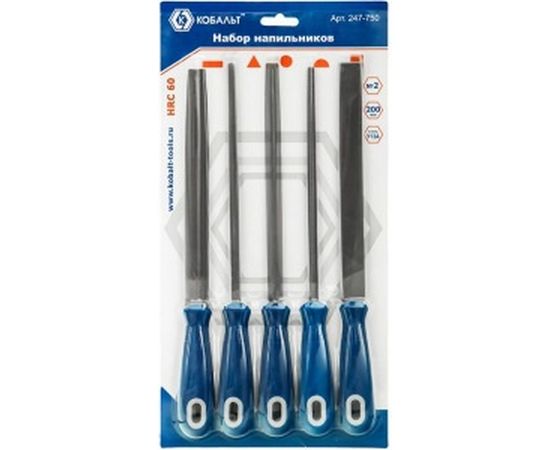 Набор напильников КОБАЛЬТ № 2, 200 мм, 5 шт. 247-750 