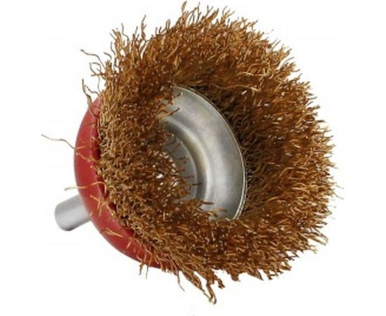 Щетка чашка, латунированная витая проволока, мягкая 65 мм для дрели Vira 572052 