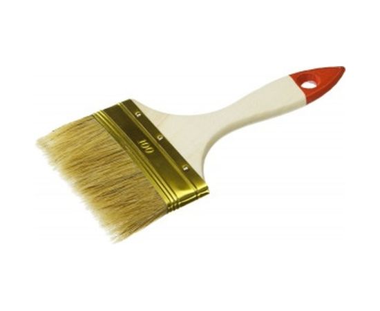 Плоская кисть, светлая щетина, деревянная ручка, 100мм Зубр УНИВЕРСАЛ-ОПТИМА 01099-100_z01 