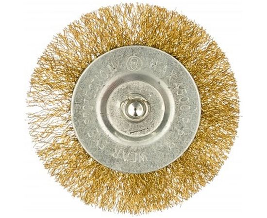 Щетка радиальная плоская, латунированная витая проволока, мягкая, 75 мм Vira для дрели 570075 
