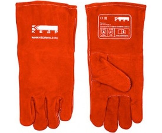 Спилковые краги Кедр КС-12 КЕВЛАР красные 8005387 