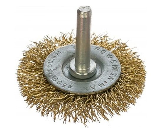 Щетка радиальная плоская, латунированная витая проволока, мягкая, 50 мм для дрели Vira 570050 