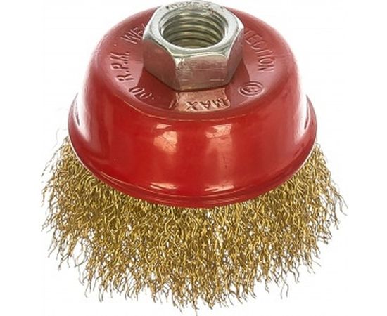 Щетка чашка, латунированная витая проволока, мягкая (65 мм; М14) для УШМ Vira 576165 