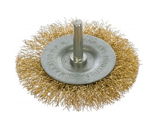 Щетка радиальная плоская, латунированная витая проволока, мягкая, 75 мм Vira для дрели 570075 – изображение 2