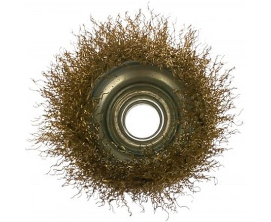 Щетка чашка, латунированная витая проволока, мягкая (65 мм; М14) для УШМ Vira 576165 – изображение 2