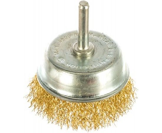 Щетка чашка, латунированная витая проволока, мягкая 65 мм для дрели Vira 572052 – изображение 2