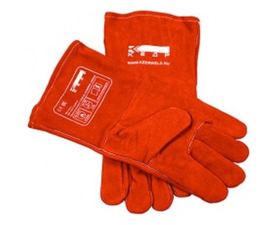 Спилковые краги Кедр КС-12 КЕВЛАР красные 8005387 – изображение 3