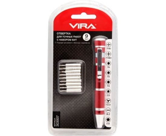 Отвертка для точных работ VIRA 303007 с набором бит, 9 штук – изображение 7