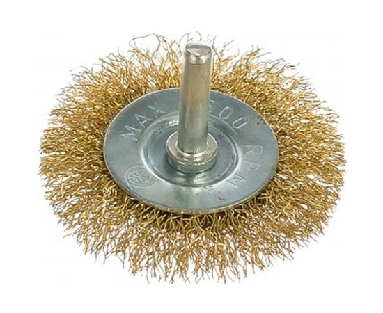 Щетка радиальная плоская, латунированная витая проволока, мягкая, 63 мм для дрели Vira 570063 