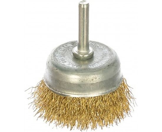 Щетка чашка, латунированная витая проволока, мягкая 50 мм для дрели Vira 572051 