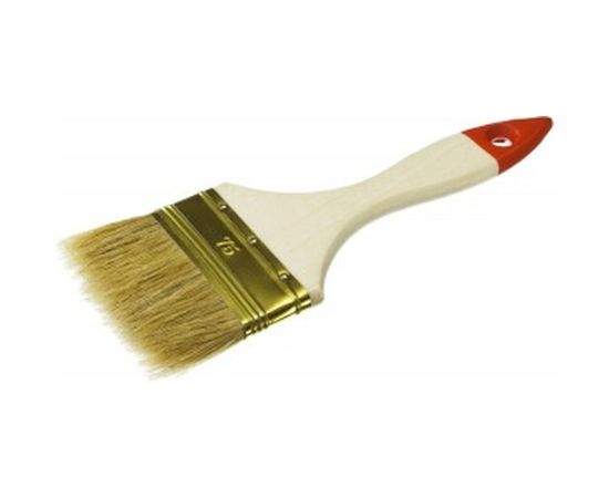 Плоская кисть, светлая щетина, деревянная ручка, 75мм Зубр УНИВЕРСАЛ-ОПТИМА 01099-075_z01 