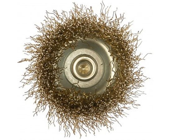 Щетка чашка, латунированная витая проволока, мягкая 50 мм для дрели Vira 572051 – изображение 2
