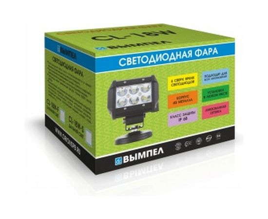 Светодиодная фара Вымпел CL-18W-S, дальний свет, мет. корп. 6 диодов 5186 – изображение 3