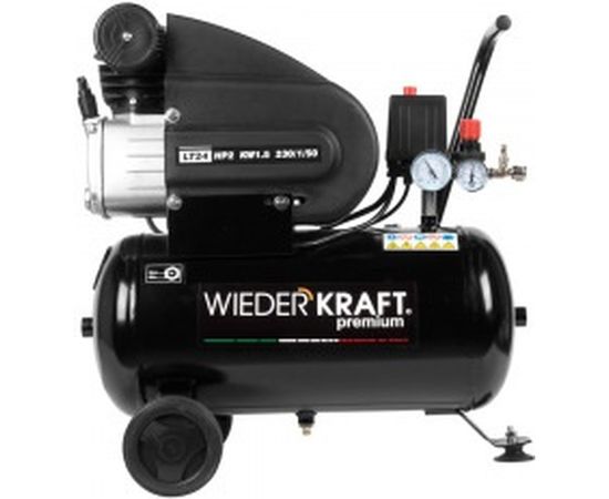 Масляный поршневой компрессор с прямым приводом WIEDERKRAFT 225 л/мин, 24л., WDK-90225 