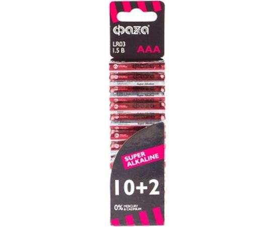 Алкалиновые элементы питания ФАZА LR03 Super Alkaline SBL-10+2 2854612 