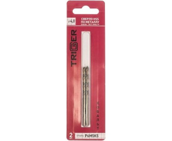Сверло по металлу КОБАЛЬТ (2 шт; 4х75х43 мм; Р6М5К5) ТРИГГЕР 74240 тов-122262 – изображение 2