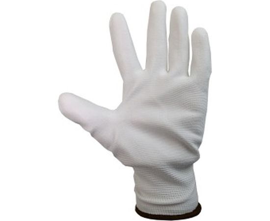 Белые лёгкие бесшовные защитные перчатки эргономичной формы из нейлона WIEDERKRAFT WDK-PU01W / XL – изображение 3