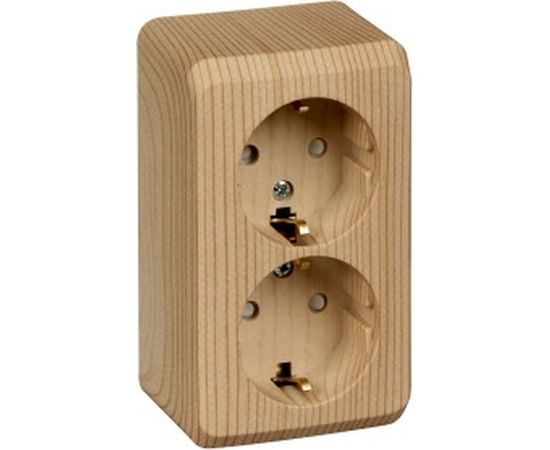 Двухместная розетка Schneider Electric ОП Этюд Дача 16А защ. шторки, с заземлением, сосна PA16-008D 