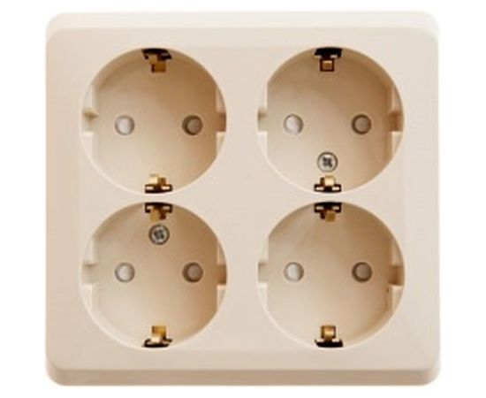 Розетка Schneider Electric 4-м ОП Этюд 16А 250В защитные шторки, с заземлением, кремовая SchE PA16-208K 293416 