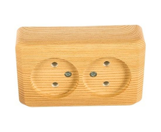 Двухместная розетка Schneider Electric ОП Этюд Дача 16А IP20 без заземления, сосна PA16-005D 