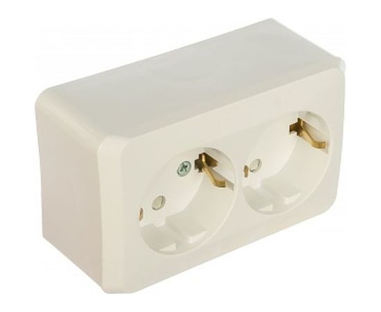 Двухместная розетка Schneider Electric ОП Этюд 16А защ. шторки, с заземлением, белая PA16-008B 