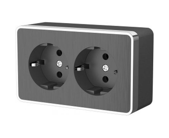 Двойная розетка Werkel WL15-02-03 с заземлением Gallant графит a041398 