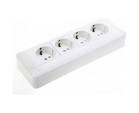 Четырехместная розетка Schneider Electric ОП Прима 16А 250В с заземлением, защ. шторка, белая опт. упак RA16-411M-B – изображение 2