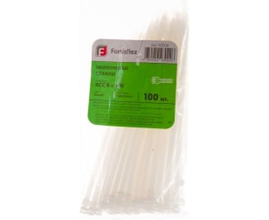 Нейлоновые стяжки FORTISFLEX КСС 8х300 белый 100 штук 50009 – изображение 2